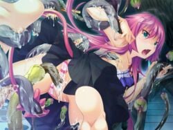 censored female game_cg maou_no_musume_wa_chou_namaiki_!! monster_girl pink_hair relic succubus tentacle vaginal_penetration