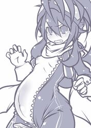 bodysuit breasts compile_heart disgaea female gloves goggles gust idea_factory long_hair maxred monochrome neptunia_(series) nipples nippon_ichi nisa pregnant pubic_hair sega small_breasts solo unzipped