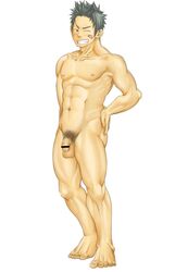 abs black_hair censored male male_only mentaiko muscle muscles testicles