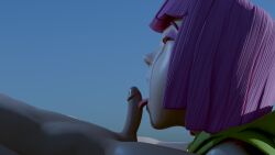 1boy1girl archer archer_(clash_royale) archer_queen_(clash_of_clans) clash_(series) clash_of_clans clash_royale closed_eyes clothed cum cum_on_face female licking licking_penis male open_mouth penis pink_hair sadedade