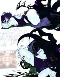 azure_(forsaken) back_arch back_arching_orgasm eating_pussy fingering fisting_pussy flustered non-binary orgasm_from_oral trembling two_time_(forsaken)