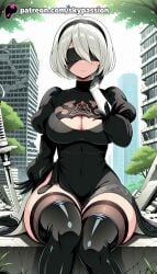 1girls 2025 ai_assisted ai_generated anime artist_name average_breasts black_blindfold black_dress black_footwear black_gloves black_hairband black_legwear blindfold boots breast breasts building bush bust chain-link_fence chest city cityscape cleavage cleavage_cutout clothing_cutout copyright_name covered_eyes crane_(machine) destruction dress drone explicit facing_viewer feather-trimmed_sleeves feather_trim female female_focus female_only fence gloves grass hairband hi_res high_quality high_resolution highleg highleg_leotard highres juliet_sleeves katana ladder leather_boots leotard long_sleeves medium_boobs medium_breasts mole mole_under_mouth nier nier:_automata nier_(series) no_blindfold no_mole normal_boobs normal_breasts outdoors overgrown patreon patreon_username pink_lips plant post-apocalypse puffy_sleeves robot ruins short_hair silver_hair sitting skypassion skyscraper stable_diffusion sword thick_thighs thigh_boots thighhighs thighhighs_under_boots thighs tree two-sided_fabric two-sided_skirt vambraces watermark weapon white_hair white_leotard yorha_2b