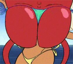 1girls animated areola ass beach beach_ball_girl bikini bouncing_breasts cleavage large_breasts lipstick navel nipples ren_and_stimpy ren_and_stimpy_"adult_party_cartoon" ren_hoek side_knot smile spumco stimpy stripping topless undressing voluptuous