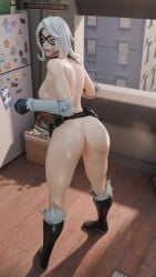1girls 3d 9:16 ass black_cat_(marvel) blue_eyes breasts cute_girl eye_mask female from_behind indoors light-skinned_female light_skin looking_at_viewer looking_back marvel medium_breasts nude_female seduction_techniques shorter_than_10_seconds smiley_face standing tagme twerking vertical_video video waosart white_hair