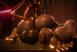 3d_(artwork) 5_toes accessory anthro ass backsack balls bed bedding big_balls big_penis biped bodily_fluids decompose digit_ring digital_media_(artwork) dreadlocks dripping feet felid furniture genital_fluids genitals glans glistening glistening_body glowing glowing_eyes gynomorph gynomorph_anthro hair_accessory hi_res humanoid_genitalia humanoid_penis inside intersex intersex_anthro jewelry khayani_(egyptianexo) kneeling lion long_tail looking_at_viewer looking_back looking_back_at_viewer low-angle_view machine mammal nails nude pantherine penis plantigrade precum precum_drip robot soles solo sweat sweaty_balls sweaty_butt sweaty_genitalia tail toenails toes toothy_grin urethra watermark wrinkled_feet wrinkles
