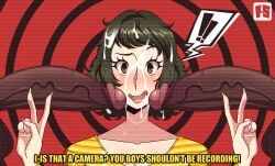 1girls 2boys big_penis brown_hair camera dark-skinned_male dark_skin huge_ass ilustretsspoks light-skinned_female light_skin looking_at_viewer persona persona_5 sadayo_kawakami short_hair tagme
