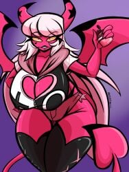 1girls 2023 alternate_breast_size artist_name bangs big_breasts black_lipstick breasts busty cleavage cleavage_cutout clothed clothed_female clothing curvaceous curvy demon demon_girl demon_horns demon_humanoid demon_tail demon_wings denim denim_shorts feet_out_of_frame female front_view fully_clothed grin hair heart_cutout helluva_boss hi_res hood_down hoodie horn horned_humanoid horns huge_breasts humanoid jean_shorts jeans large_breasts legs_together legwear lipstick long_hair looking_at_viewer nipple_bulge panties pink_eyes pink_hair short_shorts shorts signature slit_pupils smile smiling smiling_at_viewer solo spade_tail standing tail teeth thick_thighs thighhighs thighs thong verosika_mayday_(helluva_boss) very_long_hair whale_tail white_hair wide_hips wings yellow_sclera yinseiryu