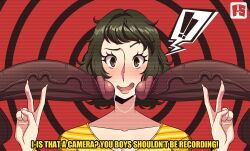 1girls 2boys big_penis brown_hair camera dark-skinned_male dark_skin huge_ass ilustretsspoks light-skinned_female light_skin looking_at_viewer persona persona_5 sadayo_kawakami short_hair tagme