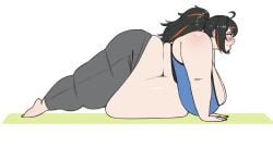1girls bbw better_with_salt blush female female_only gigantic_breasts huge_belly huge_breasts human overweight overweight_female revealing_clothes side_view weight_gain workout zenless_zone_zero zhu_yuan