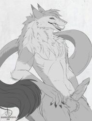 anthro aries_(hunter10musume) balls bottomless erect_penis erection fangs fertile looking_at_viewer male male_focus male_only naked nemesisilit nude penis sergal sharp_teeth silentdeathfootsteps smile smiling smiling_at_viewer solo solo_focus solo_male tail tongue tongue_out ukdrogh