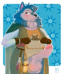 2025 anthro ass balls bea_(woobest) big_balls big_breasts big_penis breasts canid canine canis clothed clothing clothing_lift dark_souls dress estus_potion fromsoftware futanari genitals hi_res hip_flask huge_breasts huge_cock hyper intersex lips mammal mirok overweight penis slightly_chubby solo thick_thighs trans_(lore) trans_woman_(lore) wide_hips wolf