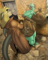 ada_(fallout) ambiguous_penetration anthro ass assaultron_(fallout) bent_over big_breasts big_butt breasts digital_media_(artwork) duo fallout female fish great_white_shark hi_res humanoid machine mackerel_shark male male/female marine microsoft ncr_ranger_(fallout) nolollygagging penetration robot shark thick_thighs wake_(waketheshark) white_shark wide_hips