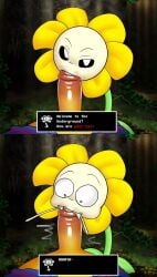 1ambiguous 1boy 2d absurd_res alternate_version_available ambiguous_gender asriel_dreemurr bedroom_eyes best_friends big_eyes blowjob blowjob_face blowjob_only cheek_bulge clothed_male clothes_lift cum cum_drip cum_in_mouth cum_inside cum_splatter cum_spurt cumshot edit english english_text fellatio filler_shmazman flora_fauna flower flowers flowey_the_flower frisk frisk_(undertale) hi_res highres human human_on_plantie humanoid_genitalia humanoid_penis interrupted_speech interspecies lying_on_back male male_pov meme meme_reference no_pants oral penis plant plantie pov pov_eye_contact saliva_on_face semen semen_in_mouth sex shirt shirt_lift shirt_only shocked shocked_expression shocked_eyes sucking_penis surprised surprised_expression tagme talking talking_to_viewer text text_box undertale undertale_(series) yellow_body yellow_skin