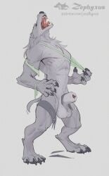 2025 animal_genitalia animal_penis anthro athletic athletic_anthro athletic_male balls big_balls big_sheath biped bodily_fluids canid canine canine_genitalia canine_penis claws clothing digital_media_(artwork) digitigrade dripping fangs finger_claws full-length_portrait fur genital_fluids genitals grey_body grey_fur male male_anthro mammal monotone_body monotone_fur mythological_canine mythological_creature mythology open_mouth paws penis penis_tip portrait precum precum_drip sheath solo teeth toe_claws torn_clothing werecanid werecanine werecreature werewolf zephyxus