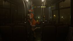 3d_(artwork) absurd_res anthro bus commercial_vehicle digital_media_(artwork) erection femboy genitals hi_res horn lagomorph male mammal nude penis public public_nudity sany_van_fox sanythefox solo vehicle wings wolpertinger