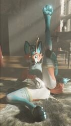 3d_(artwork) absurd_res after_sex anthro anus bodily_fluids clothed clothing cum cum_in_ass cum_inside digital_media_(artwork) erection femboy genital_fluids genitals hi_res horn inside lagomorph male mammal partially_clothed penis presenting presenting_anus rug sany_van_fox sanythefox solo solo_focus wings wolpertinger