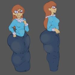 ass_focus big_ass breasts dress glasses hoequinox kindergarten_(game) ms._lovelett nervous small_breasts teacher