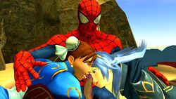 1boy 2girls 3d blue_eyes capcom chun-li cowman crossover eastern_and_western_character female fire_emblem fire_emblem_awakening garry's_mod human interracial long_hair lucina_(fire_emblem) male marvel marvel_comics marvel_vs._capcom nintendo open_mouth oral peter_parker spider-man spider-man_(series) straight straight_hair street_fighter threesome