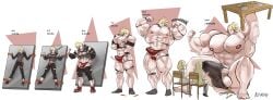 abs adamony balls barely_clothed barely_contained big_balls big_penis blonde_hair bulge deviantart_link erection erection_under_clothes flexing flexing_bicep gladion_(pokemon) height_growth human human_male human_only hyper hyper_muscles hyper_penis light-skinned_male light_skin male male_focus male_only muscle_growth muscles nintendo nipples penis pokemon pokemon_sm ripped_clothing sequence solo solo_male tagme unrealistic_penis_size unrealistic_proportions