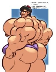aladdin aladdin_(character) ass back_view bulge genie hyper hyper_muscles hyper_pecs looking_back magic muscle_growth muscular muscular_male pecs tagme transformation transformation_through_magic wish