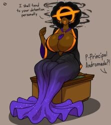 afro big_balls big_breasts big_lips big_penis big_woman bimbo bimbo_lips black_hole commission dark-skinned_female dark-skinned_futa dark_hair dark_skin desk detention dress eyes_behind_hair full-package_futa full_body full_lips fully_clothed futanari giant_breasts giantess hair_covering_eyes huge_balls huge_breasts huge_cock long_dress mommy oc orange_lipstick original_character principal table tall_female teacher teacher_outfit tie tie_between_breasts truewaifu wide_hips