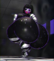 1girls 3d 3d_(artwork) ass black_body black_hair breasts female five_nights_at_freddy's five_nights_at_freddy's_2 fnaf hips huge_ass huge_thighs hyper_ass marionette_(fnaf) puppet_(fnaf) puppet_(thepuppetlover) qzk_forte solo stripes surprised_expression sweat sweaty tagme thick_thighs wet white_face