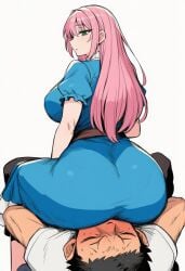 ai ai_assisted ai_generated big_ass facesitting pink_hair