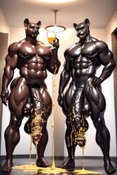 ai_generated anthro ass balls cum disgusting_cum duo ear_piercing feline feline furry furrypornaddiction huge_cock male muscular muscular_male pecs penis pubes smegma thick_cum veiny_penis yellow_cum