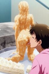 1boy ai_generated anilingus cake cunnilingus female licking_ass licking_pussy male pussy