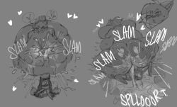 1boy 1girls alexa_(gomibin) ambiguous_penetration breasts curvy duplicate evilpenislair female female_snorlax huge_ass large_ass large_breasts larger_female_smaller_male lopunny male male_lopunny monochrome penis repost reupload sex snorlax tagme titjob voluptuous_female
