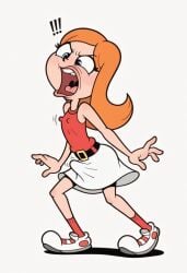 1futa ai_generated bulge candace_flynn cartoony civitai disney disney_channel erection futanari intersex nipple_bulge penis penis_under_clothes penis_under_skirt phineas_and_ferb yelling