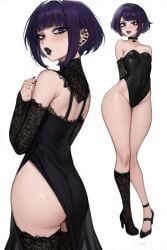ai_generated emo female goth gothic kyoka_jiro light-skinned_female my_hero_academia petite petite_body purple_eyes purple_hair