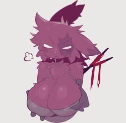 1girls 2025 2d 2d_(artwork) ambiguous_gender anthro artificer_(rain_world) big_breasts blush breasts burn_scar camisole chest_tuft clothed cute cute_expression disembodied_hand disembodied_hands facial_scar female fluffy_breasts fluffy_ears fluffy_shoulders fondling frown frowning furrowed_brow furrowed_eyebrows furry furry_breasts gray_clothing holding_breast huge_breasts maroon_fur melee_weapon puff_of_air rain_world red_body red_fur scar_across_eye scar_on_face shaded sharp_fingers shiny_breasts shiyaa_stuff slugcat spear tank_top weapon white_eyes white_nose