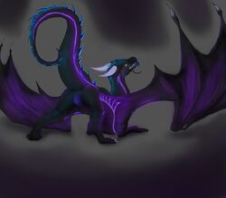 2015 bioluminescence black_scales blakkdragon blue_tongue claws dragon drayke_eternity dripping female feral forked forked_tongue glowing grey_background heat horn markings presenting pussy raised_tail scales scalie sharp_teeth shira_(blakkdragon) simple_background solo spikes teeth toes tongue tongue_out