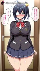 1girls 2025 ahoge ai_assisted ai_generated anime artist_name big_breasts big_chest black_hair blazer blush breast breasts bust busty chest chuunibyou_demo_koi_ga_shitai! clothed_female explicit eyebrows_visible_through_hair eyepatch female female_focus female_only hair_ribbon hi_res high_quality high_resolution highres indoors jacket large_breasts looking_at_viewer medical_eyepatch one_side_up patreon patreon_username pleated_skirt ribbon school_uniform short_hair skirt skypassion solo speech_bubble spoken_heart stable_diffusion takanashi_rikka thick_thighs thighs watermark yellow_ribbon