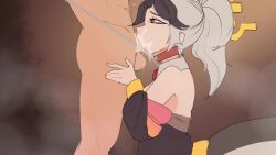 1boy 1girls animated blowjob breasts clothed_sex collar deep_blowjob deepthroat fellatio female gagging indie_virtual_youtuber leash leash_and_collar leash_pull male nand_nodes nipples nsfwmist penis ponytail saliva saliva_trail shark_girl sound tagme video virtual_youtuber