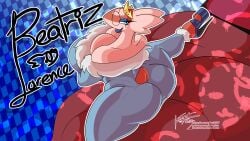 1girl 1girls 2025 absurd_res anthro anthrofied bea_(kopy_k) big_breasts blue_eyeshadow blue_lipstick blue_makeup breasts clothing creatures_(company) creatures_inc. crown dress female from_behind_(disambiguation) game_freak gen_3_pokemon generation_3_pokemon glasses headgear hi_res huge_breasts kopy_k latias legendary_pokémon legendary_pokemon nintendo pleased pokemon pokemon_(species) pokemon_rse presenting queen rear_view royalty solo solo_female split tiara