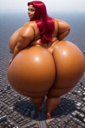 ai_generated arms_up bbw dc female giantess green_eyes humongous_ass koriand'r nipples obese perchance_ai pussy red_hair red_lipstick ssbbw starfire tan_skin teen_titans