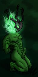 5_toes abs biceps bound chains erection fire ghost green_background green_theme hands_behind_back league_of_legends male male_only nipples pecs penis redf2 simple_background solo spirit thresh toes