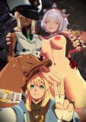 2futas 3d big_breasts black_body bottomless breasts bridget clothed clothing dark_skin elphelt_valentine frottage full-package_futa futanari guilty_gear hat headband headwear human imminent_sex intersex light_skin mostly_clothed outercourse partially_clothed ramlethal_valentine tagme video wallimog