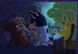 2025 after_kiss alcohol animal_genitalia animal_penis anthro anthro_on_anthro ass australian_cattle_dog balls bandit_heeler becoming_erect bed bedding bedroom beverage bird_dog bisexual bluey_(series) blush bodily_fluids canid canine canine_genitalia canine_penis canis canon_couple cattledog chair chilli_heeler container cuck_chair cuckquean cup dark domestic_dog drinking_glass eye_contact eyebrows f0l0o0d_xxx female fido_(bluey) fur furniture genital_fluids genitals glass glass_container glass_cup group hand_on_cheek herding_dog hi_res holding_beverage holding_container holding_cup holding_object hunting_dog imminent_sex inside kneeling labrador leaf lens_flare looking_at_another male male/female male/male mammal narrowed_eyes night nude on_bed on_chair open_mouth open_smile open_window pastoral_dog penis pillow plant plant_pot potted_plant precum retriever saliva saliva_on_tongue saliva_string sheath sitting smile style_emulation tongue tongue_out tree trio tuft voyeur window wine wine_glass