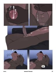 absurd_res andy_(echto) anthro anthro_on_anthro balls biped bodily_fluids canid canine charlie_(echto) closed_eyes cum duo echto erection father father_and_child father_and_son foreskin genital_fluids genitals glans hand_on_penis hi_res humanoid_genitalia humanoid_penis incest male male/male mammal nude_male parent parent_and_child parent_and_son penis son text throbbing uncircumcised