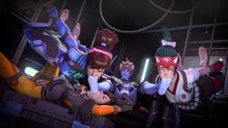 3d 3d_(artwork) 4girls activision amelie_lacroix asian asian_female blizzard_entertainment blush bondage british_female caucasian caucasian_female clothed clothed_female clothing commission d.va d.va_(overwatch_2_suit) deviantart european european_female female female_focus female_only foot_fetish french_female full_body fully_clothed hana_song interracial interracial_yuri japanese_female kiriko_(overwatch) kiriko_kamori korean_female lena_oxton light-skinned_female light_blue_body light_blue_skin light_skin overwatch overwatch_2 sinatra tracer tracer_(overwatch_2_suit) widowmaker widowmaker_(overwatch_2_suit) yuri
