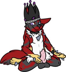 1boy alpha_channel alternate_color anthro anthrofied black_fur colesense crown erection fur furry hybrid king kneeling lucario male male_only mega_evolution mega_lucario multicolored_fur nintendo nude original_character penis pinup pokemon pokemon_(species) pokemon_dppt pokemon_xy pose purple_eyes red_fur royalty simple_background solo spikes tan_fur teasing testicles transparent_background uselesslizard video_games white_fur