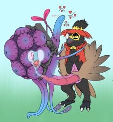 antennae_(anatomy) anthro anthro_on_feral balls beak closed_eyes deave decidueye digital_media_(artwork) duo eye_patch eyewear feathers feet feral flared_penis floating generation_7_pokemon generation_8_pokemon genitals half-closed_eyes heart_symbol hi_res hisuian_decidueye hisuian_form holding_penis huragok internal looking_at_another male male/male metal narrowed_eyes nintendo penetration penile penile_penetration penis penis_in_penis pokemon pokemon_(species) prostate regional_form_(pokemon) reverie_(artist) simple_background talons tentacle toes urethral urethral_inflation urethral_penetration veil winged_arms wings zoophilia