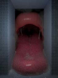 3:4 big_tongue blob_creature bodily_fluids drooling feral flesh_creature hi_res lips macro maworb mouth_shot open_mouth original saliva saliva_on_tongue saliva_string silly_roll size_difference solo throat tongue