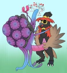 antennae_(anatomy) anthro anthro_on_feral beak closed_eyes deave decidueye digital_media_(artwork) duo eye_patch eyewear feathers feet feral flared_penis floating generation_7_pokemon generation_8_pokemon genitals half-closed_eyes heart_symbol hi_res hisuian_decidueye hisuian_form holding_penis huragok looking_at_another looking_pleasured male male/male metal narrowed_eyes nintendo open_beak open_mouth orgasm_face penetration penile penile_penetration penis penis_in_penis pokemon pokemon_(species) regional_form_(pokemon) reverie_(artist) simple_background talons tentacle toes urethral urethral_penetration veil winged_arms wings zoophilia