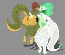 absurd_res accessory animal_humanoid anthro anus ass balls big_breasts big_butt big_tail breasts butt_grab butt_tattoo carrying_another chastity_cage chastity_cage_only chastity_device chastity_device_only chastity_piercing claws crocodile crocodilian darkened_anus darkened_balls darkened_genitalia duo dusp_(duspenter) eyebrows eyewear feet female genital_piercing genitals glasses gold_chastity_device green_body hair hair_accessory hand_on_butt hi_res humanoid intersex intersex/female kissing kissing_cheek long_hair long_neck male matt_(matt_user) matt_user mutual_chastity nude penis permanent_chastity_device piercing puffy_anus reptile ring_piercing romantic romantic_couple scales scalie scalie_humanoid shoulder_carry slightly_chubby small_balls small_penis snake tail tattoo thick_thighs toe_claws trans_(lore) trans_woman_(lore) vulva vulva_piercing wearing_chastity_cage wearing_chastity_device white_body wide_hips