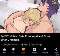 aventurine_(honkai:_star_rail) dr._ratio_(honkai:_star_rail) gay honkai:_star_rail hug male meme no_visible_genitalia yaoi