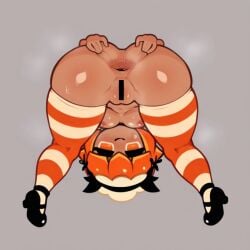 1girls 2025 ai_generated cookie_run cookie_run_kingdom female food food_creature halloween highres orange_eyes orange_hair pumpkin pumpkin_pie_cookie short_hair tagme tan_body tan_skin